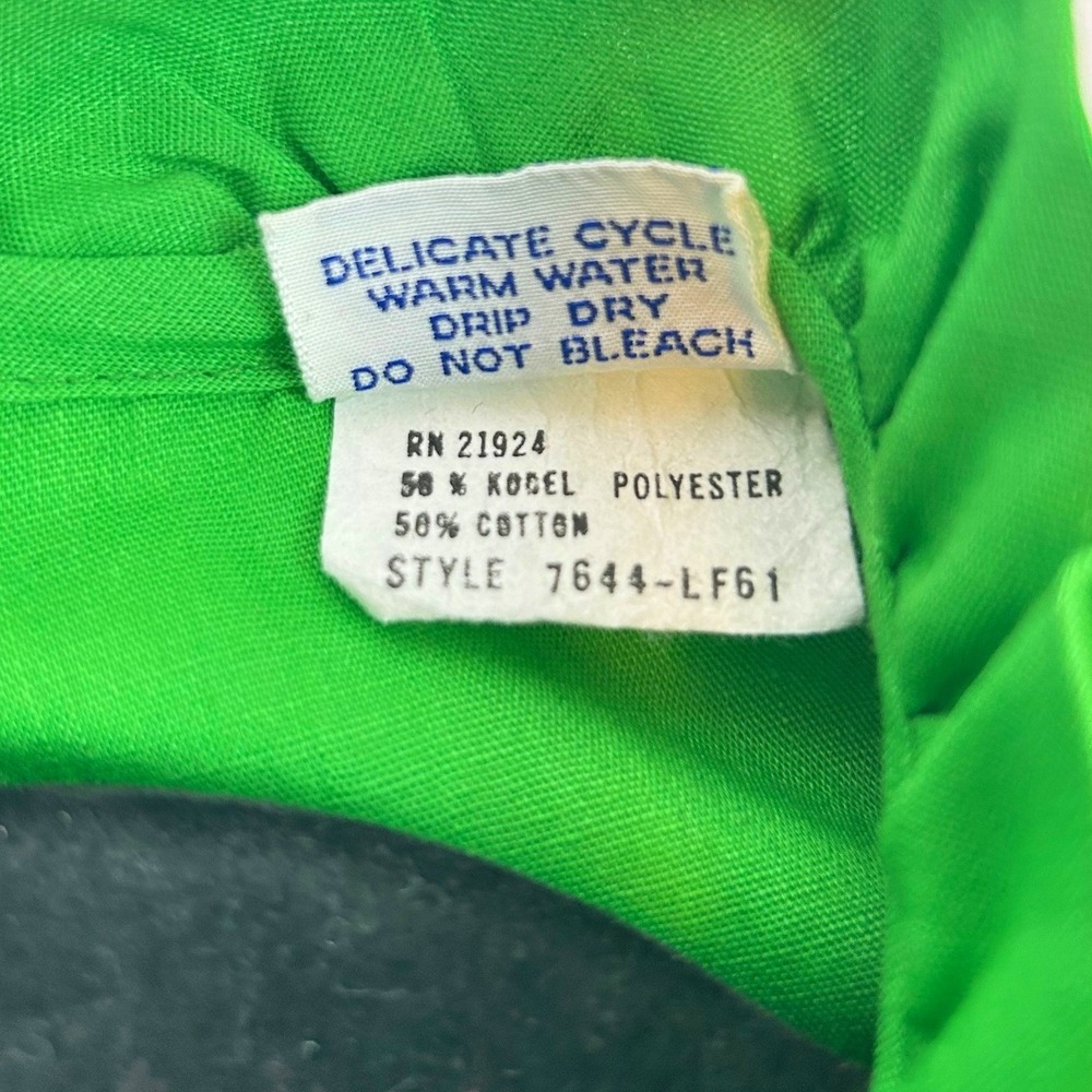 Vintage Polly Flinders Girls Green Hand Smocked Dress Ric Rac Embroidered Size 7 - Picture 7 of 7